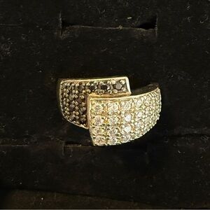 Designer Ross Simons Cubic Zirconia Black Onyx Sterling Silver Ring - Size 10